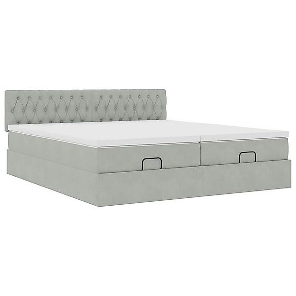 vidaXL Bett Ottoman-Bett mit Matratzen Hellgrau 160x200 cm Samt günstig online kaufen