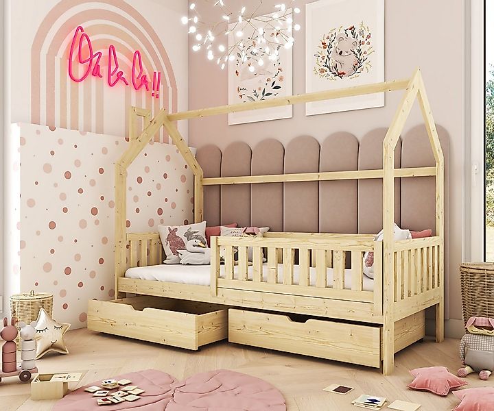 thematys Hausbett mit abnehmbaren Rausfallschutz, Hausbett mit zwei Schubla günstig online kaufen