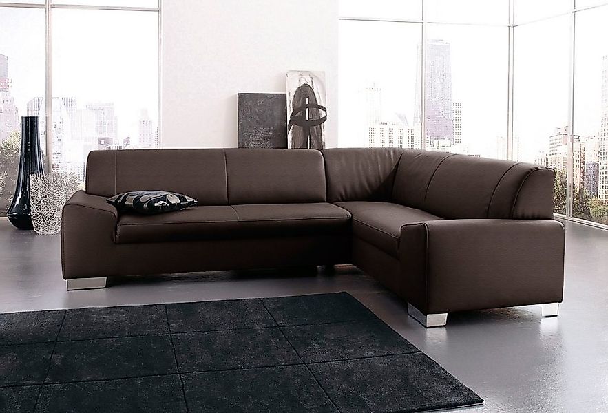 DOMO collection Ecksofa "Alisson, zeitlose Optik, flache Armlehnen, L-Form" günstig online kaufen