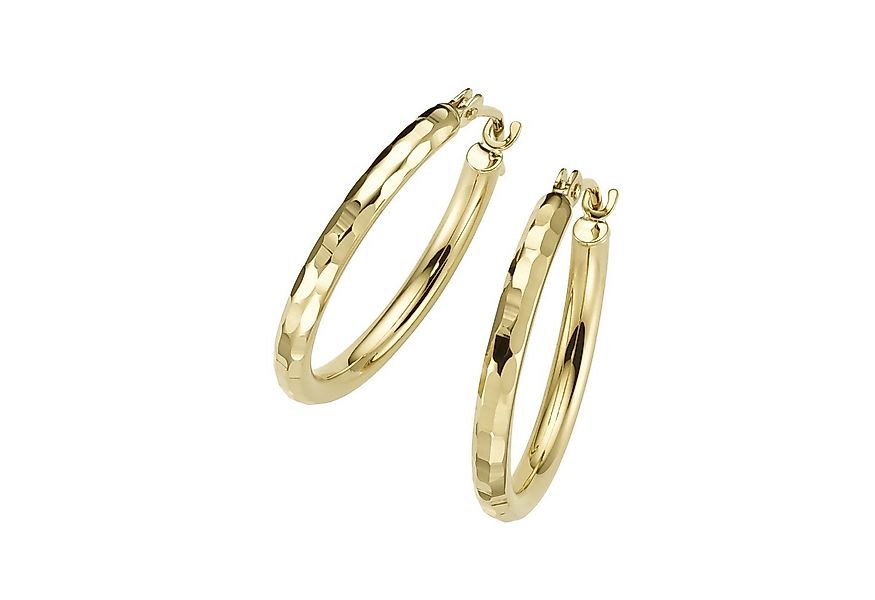 Luigi Merano Paar Creolen teilweise strukturiert, glänzend, Gold 585 günstig online kaufen