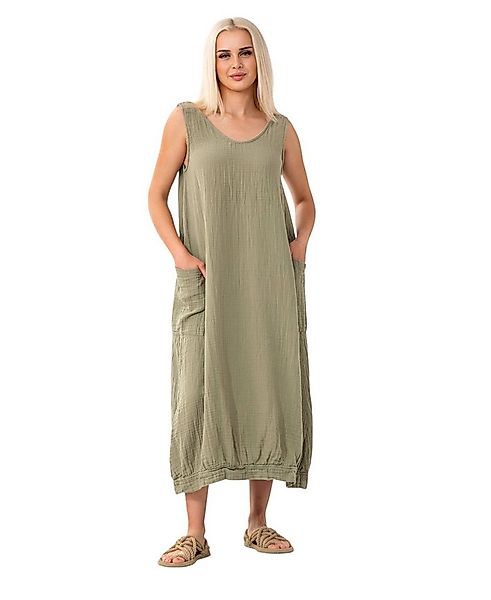 WENOR Sommerkleid Damen Musselin Strandkleid ärmellos 100 % Baumwolle mit T günstig online kaufen