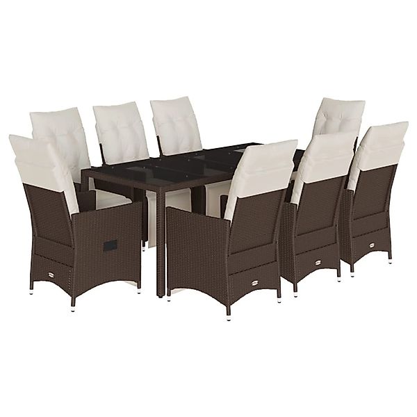 vidaXL 9-Tlg Garten-Bistro-Set mit Kissen Braun Poly Rattan 3276920 günstig online kaufen