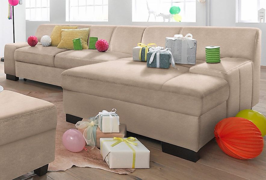DOMO collection Ecksofa "Norma, elegant & modern, mit flachen Armlehnen, Br günstig online kaufen