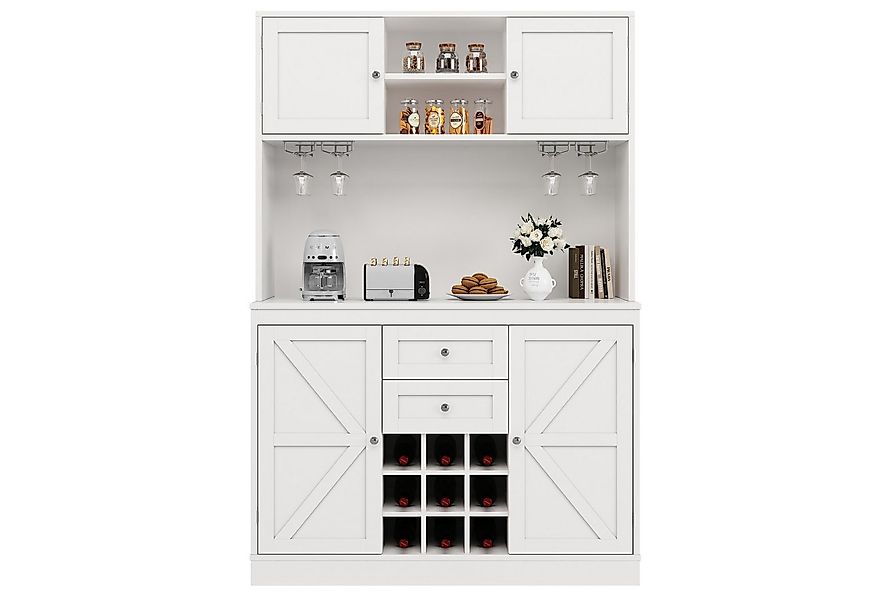 i@home Buffet Küchenschrank,Hochschrank,Küchenbuffet, Weiß/Schwarz (Packung günstig online kaufen