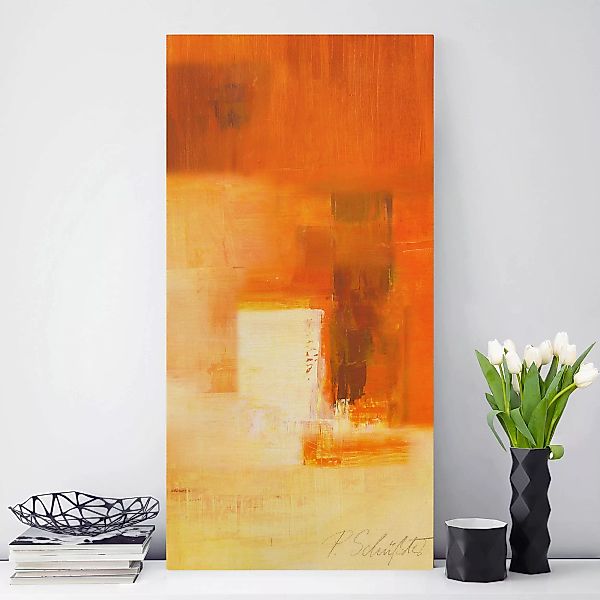 Leinwandbild Kunstdruck - Hochformat Komposition in Orange und Braun 03 günstig online kaufen
