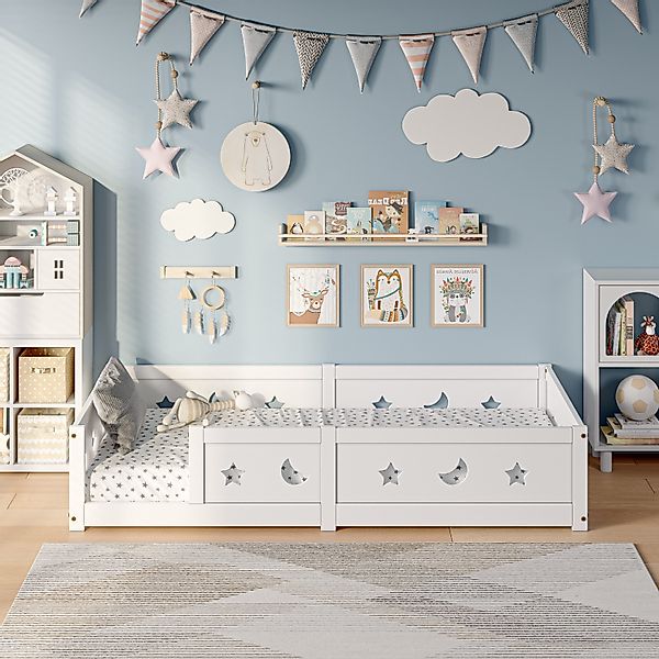 Gdood Kinderbett Massivholzbett Bodenbett Zaunbett Einzelbett günstig online kaufen