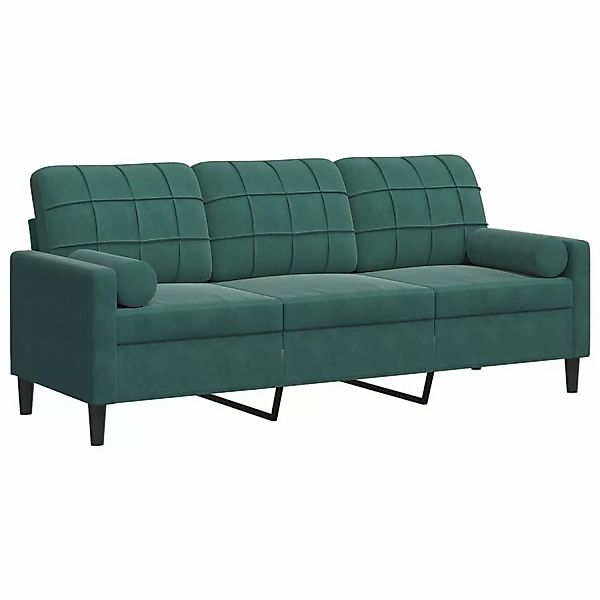 vidaXL 3-Sitzer-Sofa mit Zierkissen Dunkelgrün 180 cm Samt 2146127 günstig online kaufen