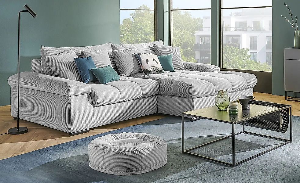 bobb Ecksofa mit trendigem Cordbezug Hella ¦ grau ¦ Maße (cm): B: 303 H: 96 günstig online kaufen