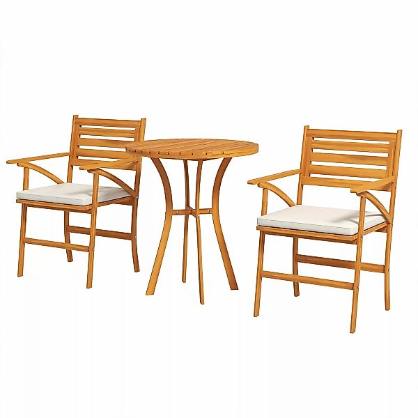 Outsunny Gartenmöbel-Set aus Kiefernholz, 1 runder Tisch und 2 Stühle, Gart günstig online kaufen