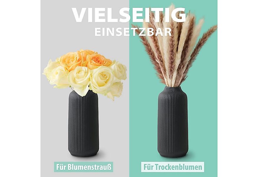 flature Tischvase Keramik Vase 2er-Set mit Rillen - für Pampasgras und Blum günstig online kaufen