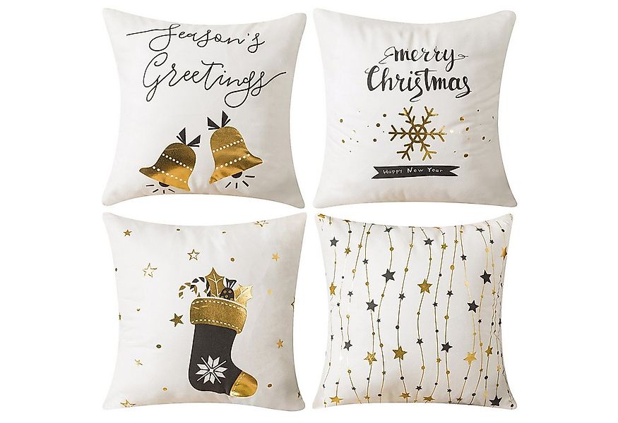 Qelus Kissenbezüge Kissenbezüge 4er Set Weihnachten 45cm*45cm Kissen Bezug günstig online kaufen