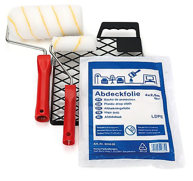 plid Malerset Streichset Farbwalze Steckbügel Abstreifgitter Farbwanne, (Se günstig online kaufen