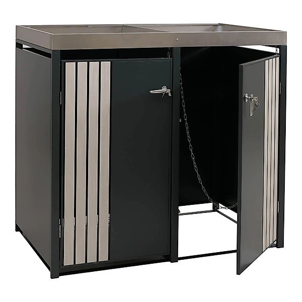 Proregal 2er-Mülltonnenverkleidung Mit Pflanzkasten HxBxT 125x132x84 cm Ant günstig online kaufen