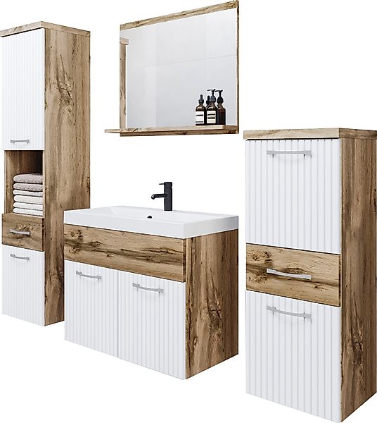 welltime Badmöbel-Set ELDA, (Komplett-Set, 5-St), Waschtisch günstig online kaufen
