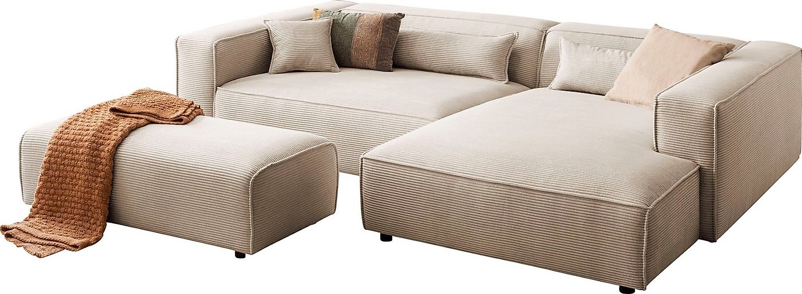LeGer Home by Lena Gercke Ecksofa PIARA XXL, L-Form, Schlaffunktion, Cord, günstig online kaufen