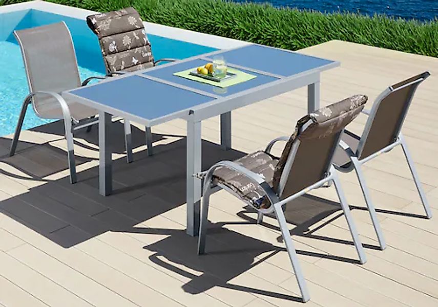 MERXX Garten-Essgruppe »Amalfi« 5 Stk. tlg. 4 Sessel, Tisch ausziehbar 90x1 günstig online kaufen