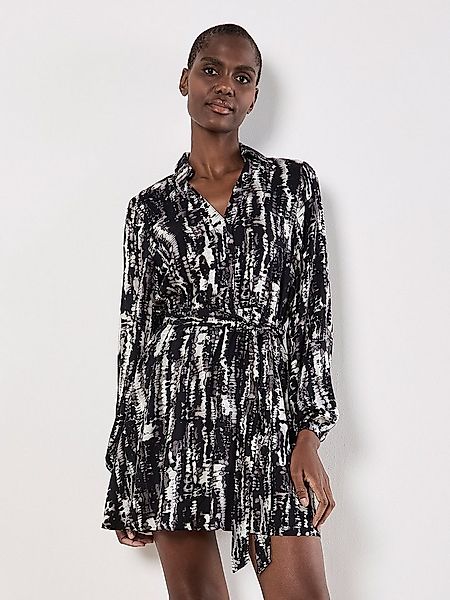 Apricot Minikleid Hemdblusenkleid (mit Bindeband) mit Batikmuster günstig online kaufen