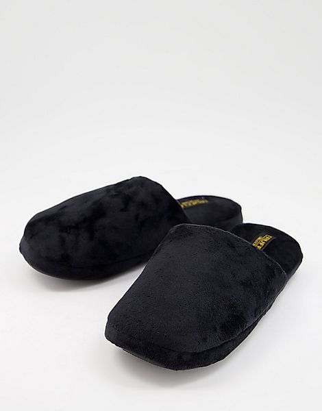 Truffle Collection – Flauschige Pantoffeln in Schwarz günstig online kaufen