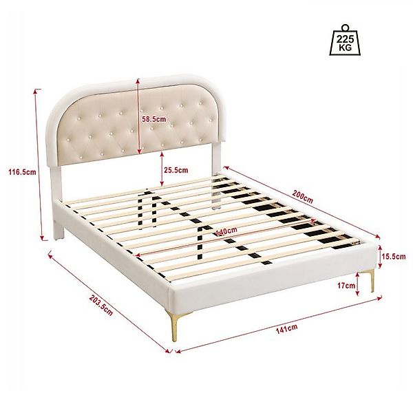 Flieks Polsterbett, Kinderbett Doppelbett 140x200cm mit halbrundem Kopfteil günstig online kaufen