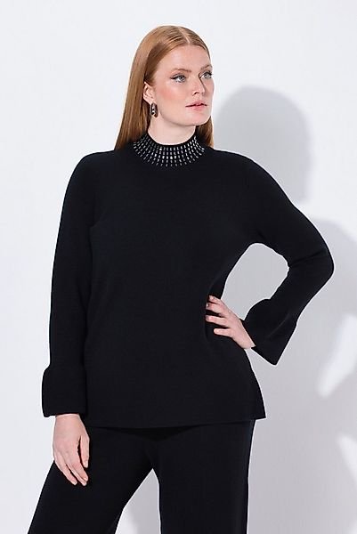 Ulla Popken Strickpullover Pullover Volantärmel Stehkragen Langarm günstig online kaufen