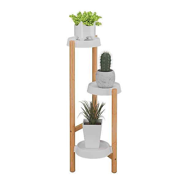 relaxdays Blumenständer Pflanzenständer Bambus & Kunststoff günstig online kaufen