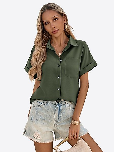 Imily Bela T-Shirt Reverskragen Kurzarmshirt mit Brusttasche (Packung, 1-tl günstig online kaufen