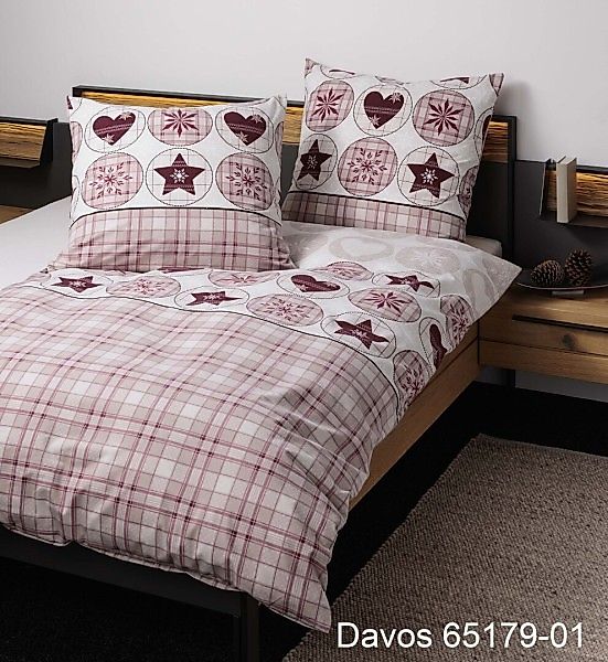Janine Janine Feinbiber Bettwäsche DAVOS 65179 rot rosenholz Größe:  155x22 günstig online kaufen