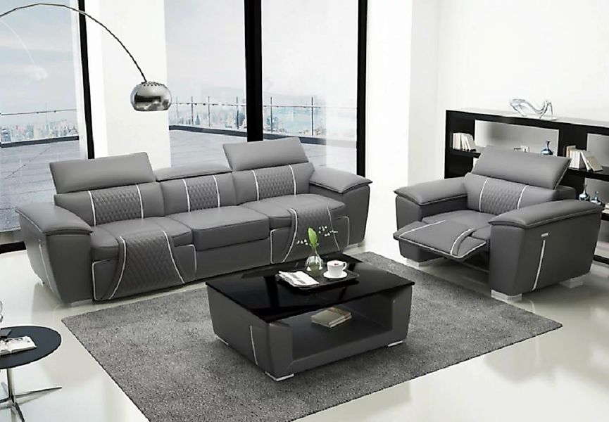 JVmoebel Sofa Luxus 2x 3 Sitzer mit Möbel Couch Ledersofa Textil Gruppe, Ma günstig online kaufen
