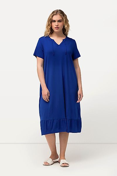 Ulla Popken Jerseykleid Jersey-Midikleid A-Linie Tunika-Ausschnitt günstig online kaufen