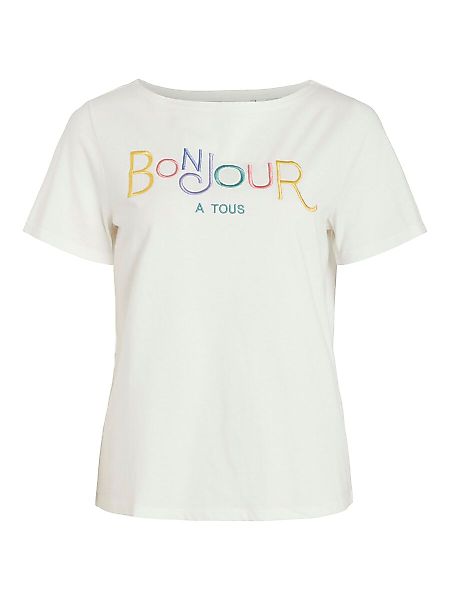 VILA Bedrucktes Baumwoll T-shirt Damen White günstig online kaufen