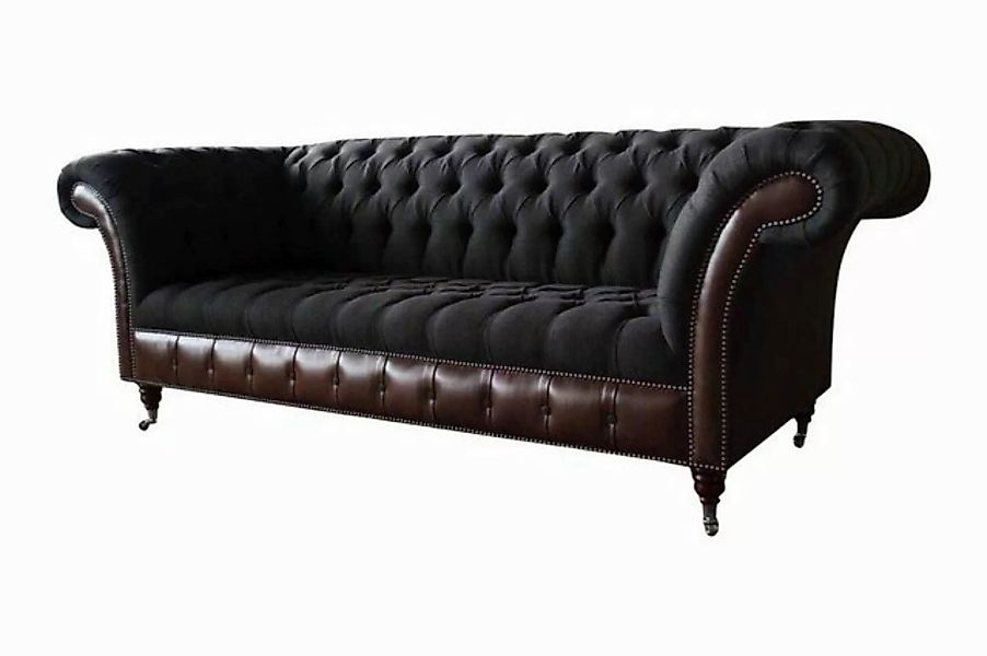 JVmoebel Sofa Chesterfield 3 Sitzer Sofa Couch Leder Polster Sitz Stoff Sch günstig online kaufen