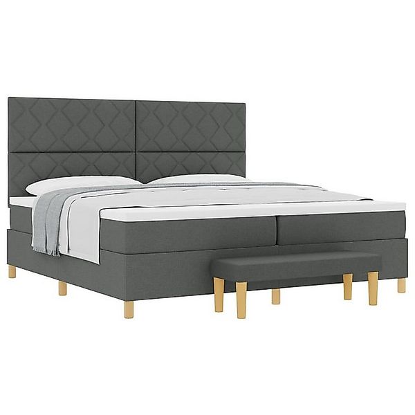 vidaXL Bett Boxspringbett mit Matratze & Bank Dunkelgrau 200x200 cm Stoff ( günstig online kaufen