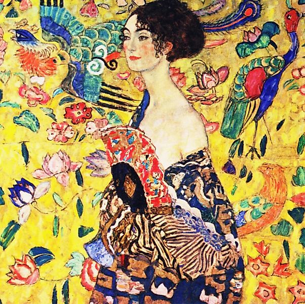 Poster / Leinwandbild - Gustav Klimt: Frau Mit Fächer günstig online kaufen