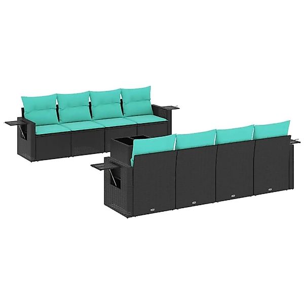 vidaXL 9-Tlg Gartensofa-Set mit Kissen Schwarz Polyrattan 3219946 günstig online kaufen