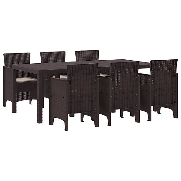 vidaXL 7-Teilige Garten Essgruppe mit Kissen Braun Poly Rattan 3378718 günstig online kaufen