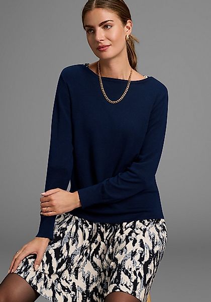 Laura Scott Strickpullover leichter Übergangspullover mit Uboot Ausschnitt günstig online kaufen