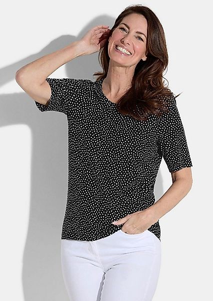 GOLDNER T-Shirt Viskoseshirt mit Tupfen-Design Lässiges Stretchshirt mit Ru günstig online kaufen