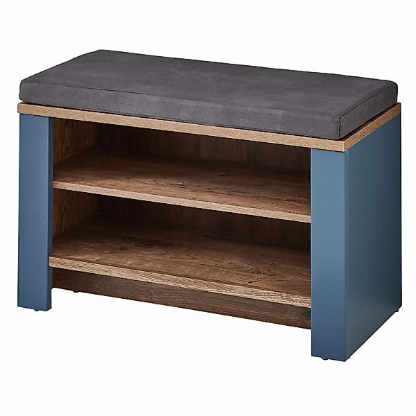 Garderobenbank matt blau mit Eiche DEVON-36 Landhausstil, 81 cm breit, mit günstig online kaufen