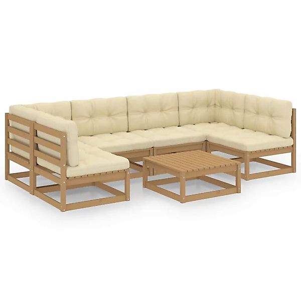 7-tlg. Garten-lounge-set Kissen Honigbraun Kiefer Massivholz günstig online kaufen