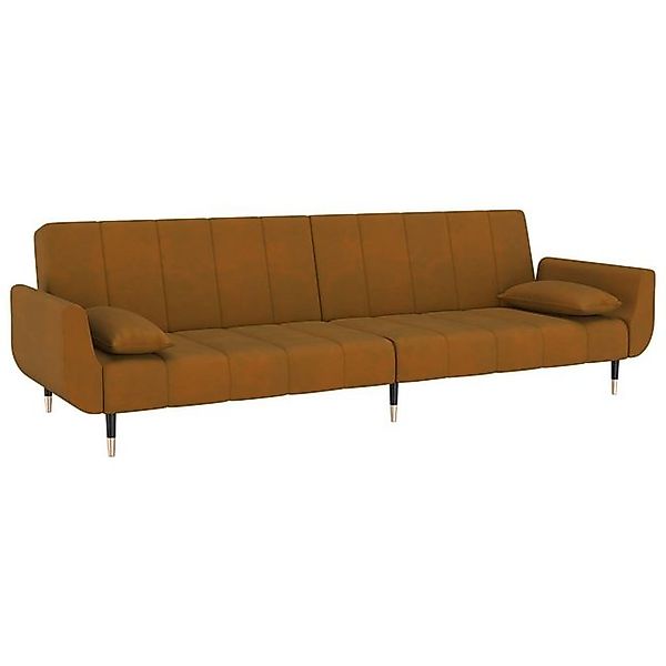 vidaXL Sofa Schlafsofa 2-Sitzer mit 2 Kissen Braun Samt Schlafcouch Schlaff günstig online kaufen