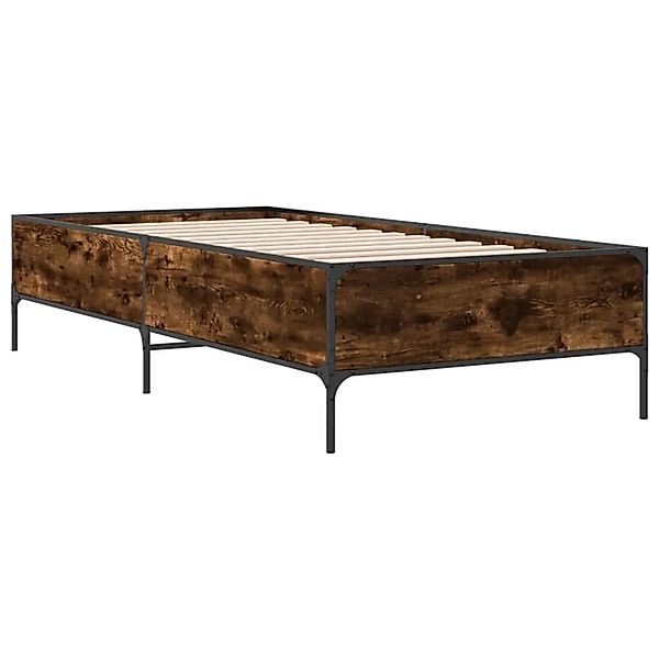 vidaXL Bettgestell Räuchereiche 90x200 cm Holzwerkstoff und Metall 844968 günstig online kaufen