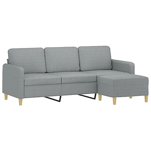 vidaXL 3-Sitzer-Sofa mit Hocker Hellgrau 180 cm Stoff 3201192 günstig online kaufen