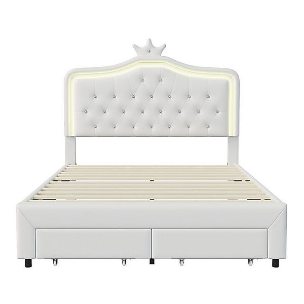 Furnishings Home Polsterbett Stauraumbett LED Prinzessinnenbett Kronenform günstig online kaufen