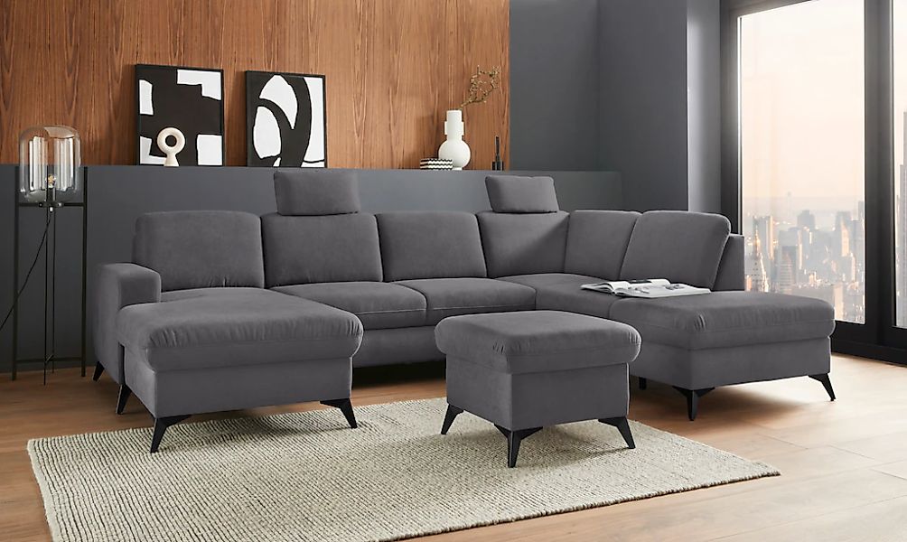 Home affaire Wohnlandschaft "Lolland U-Form" Wahlweise mit Bettfunktion und günstig online kaufen