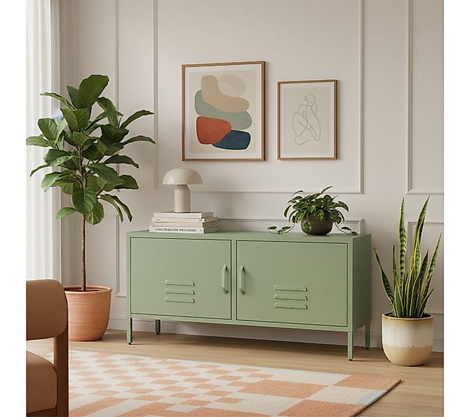 skølm Lowboard Atria aus Metall (Mintgrün), Metallkommode mit 4 Fächern & 2 günstig online kaufen