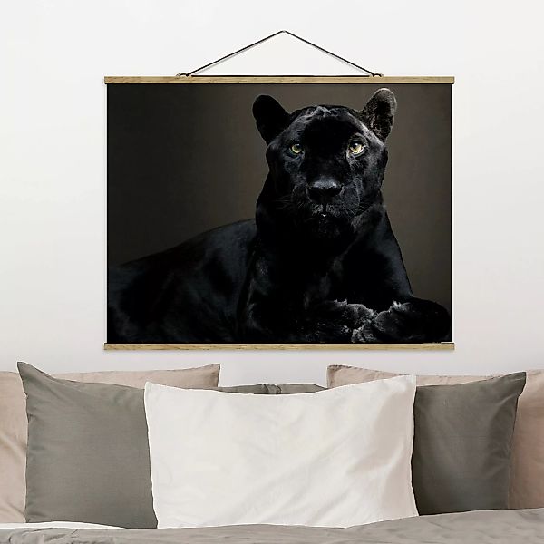 Stoffbild Tiere mit Posterleisten - Querformat Black Puma günstig online kaufen