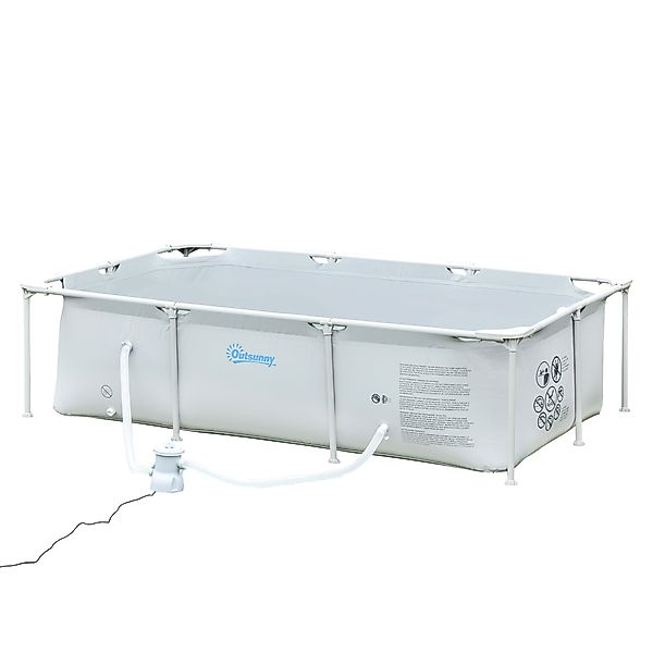 Outsunny Rechteckiger oberirdischer Stahlrohrpool mit Filter 252L x 152B x günstig online kaufen