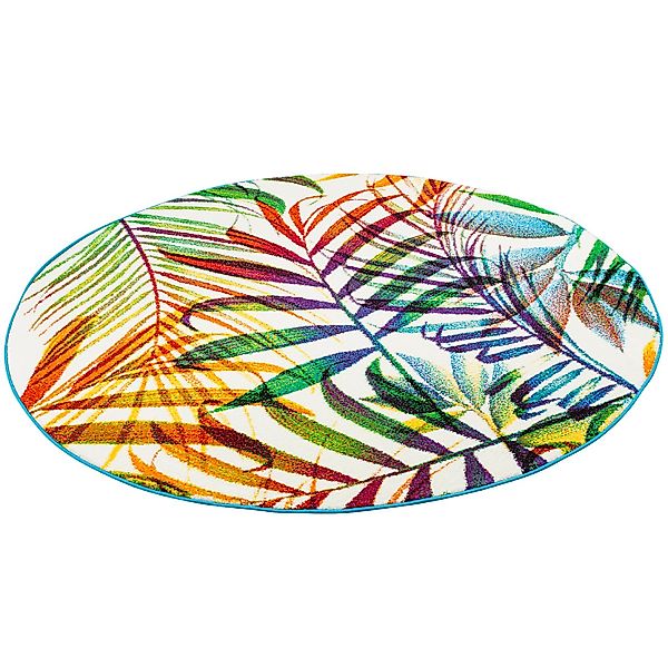 Pergamon Designteppich Designer Teppich Faro Tropical Bunte Zweige Rund, Re günstig online kaufen