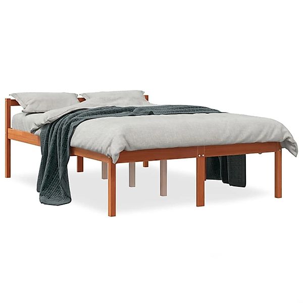 vidaXL Bett, Seniorenbett Wachsbraun 120x200 cm Massivholz Kiefer günstig online kaufen