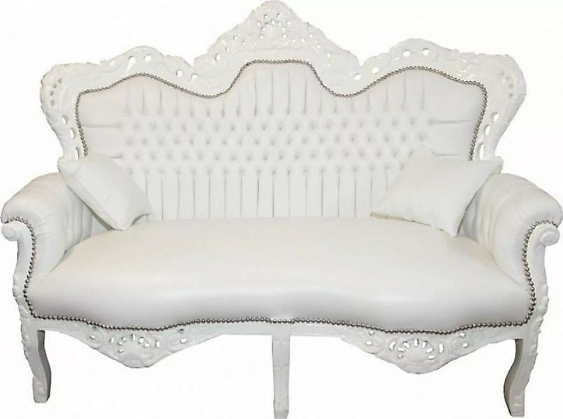 Casa Padrino 2-Sitzer Barock 2er Sofa Master Weiß Lederoptik - Wohnzimmer C günstig online kaufen